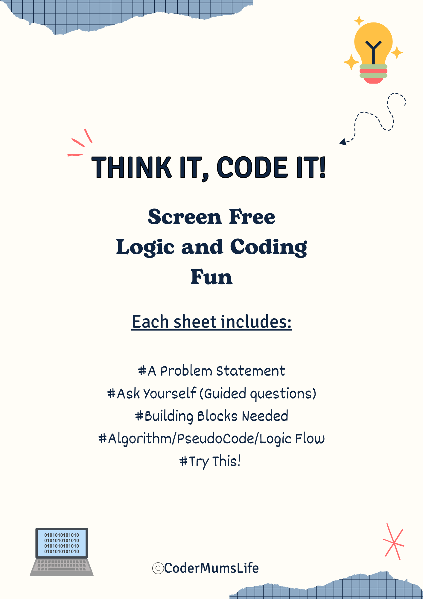 Coding Problem Solving Worksheets: Teach Kids Computational Thinking Without a Computer