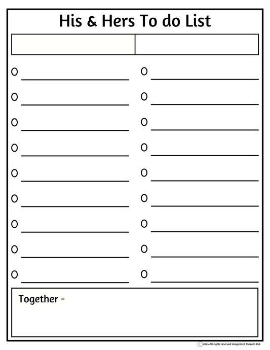 His and Hers To Do List PDF Download